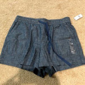 High-waisted soft denim shorts